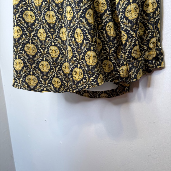 ZARA | Designer Inspo Printed Retro Pattern Button Up Henley Long Sleeve Blouse - Picture 14 of 16